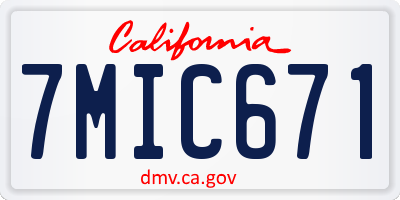 CA license plate 7MIC671