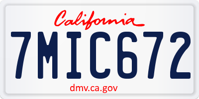 CA license plate 7MIC672