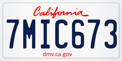 CA license plate 7MIC673