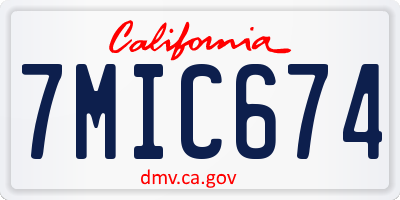 CA license plate 7MIC674