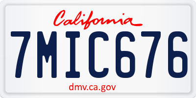 CA license plate 7MIC676