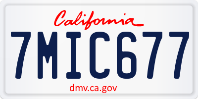 CA license plate 7MIC677