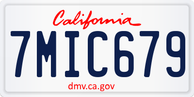 CA license plate 7MIC679