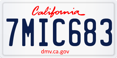 CA license plate 7MIC683