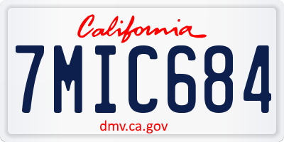 CA license plate 7MIC684