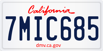 CA license plate 7MIC685