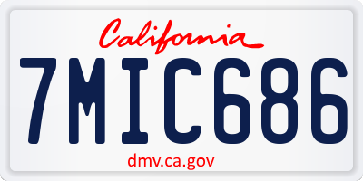 CA license plate 7MIC686
