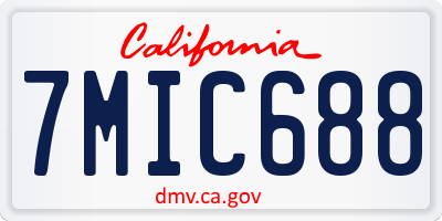 CA license plate 7MIC688