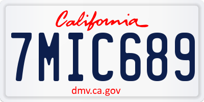 CA license plate 7MIC689