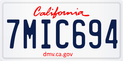 CA license plate 7MIC694