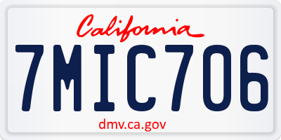 CA license plate 7MIC706
