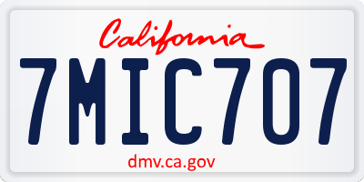 CA license plate 7MIC707