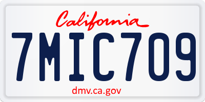 CA license plate 7MIC709