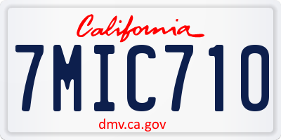 CA license plate 7MIC710
