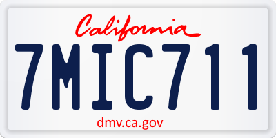 CA license plate 7MIC711