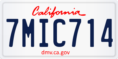 CA license plate 7MIC714