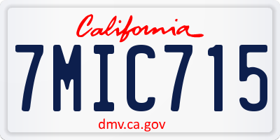 CA license plate 7MIC715