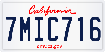 CA license plate 7MIC716