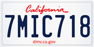 CA license plate 7MIC718