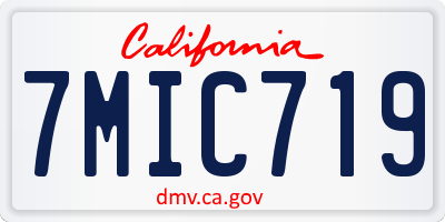 CA license plate 7MIC719