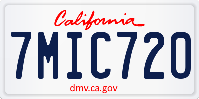 CA license plate 7MIC720