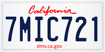 CA license plate 7MIC721