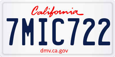 CA license plate 7MIC722