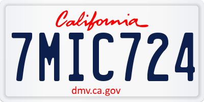 CA license plate 7MIC724