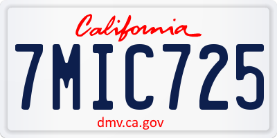 CA license plate 7MIC725