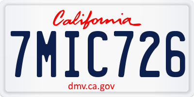 CA license plate 7MIC726