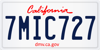CA license plate 7MIC727