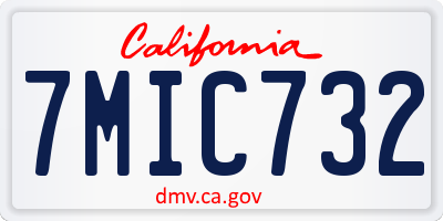 CA license plate 7MIC732