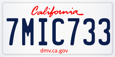 CA license plate 7MIC733