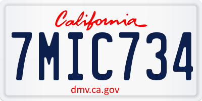CA license plate 7MIC734