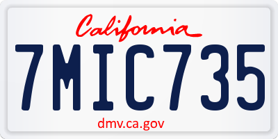 CA license plate 7MIC735