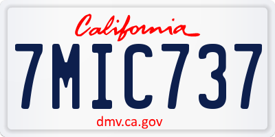 CA license plate 7MIC737
