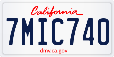 CA license plate 7MIC740