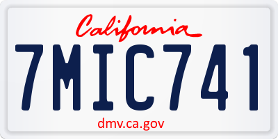 CA license plate 7MIC741