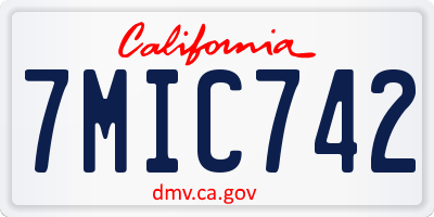 CA license plate 7MIC742