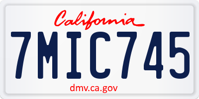 CA license plate 7MIC745
