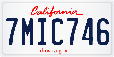 CA license plate 7MIC746