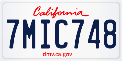 CA license plate 7MIC748