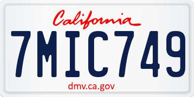 CA license plate 7MIC749