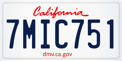 CA license plate 7MIC751