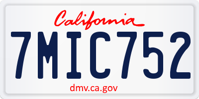 CA license plate 7MIC752