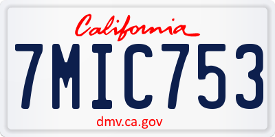 CA license plate 7MIC753