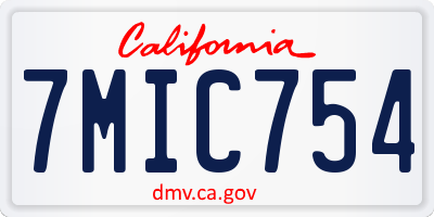 CA license plate 7MIC754