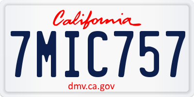 CA license plate 7MIC757