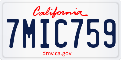 CA license plate 7MIC759
