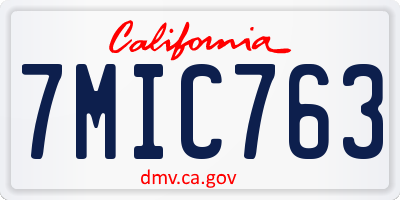 CA license plate 7MIC763